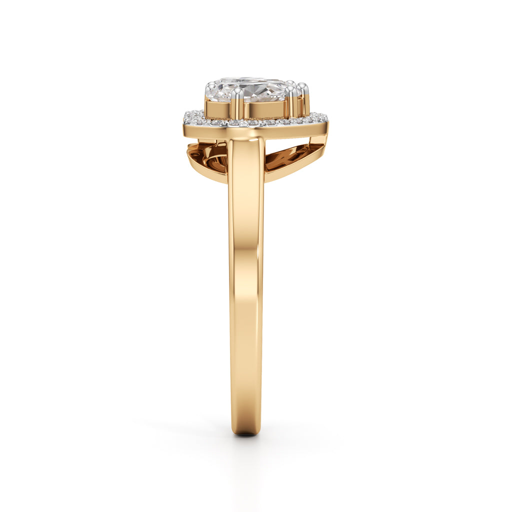 Haladira Heart Style Pear Cut Halo Ring