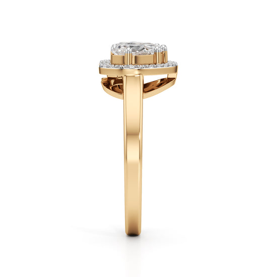 Haladira Heart Style Pear Cut Halo Ring