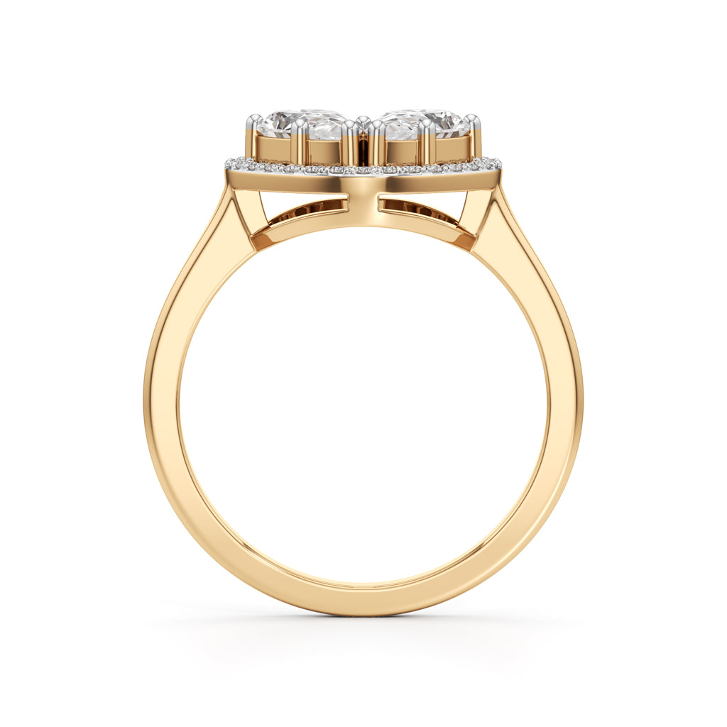 Haladira Heart Style Pear Cut Halo Ring