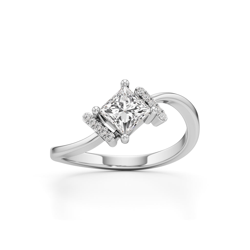Aureliax 075Ct Curve Shank Princess Cut Classic Ring