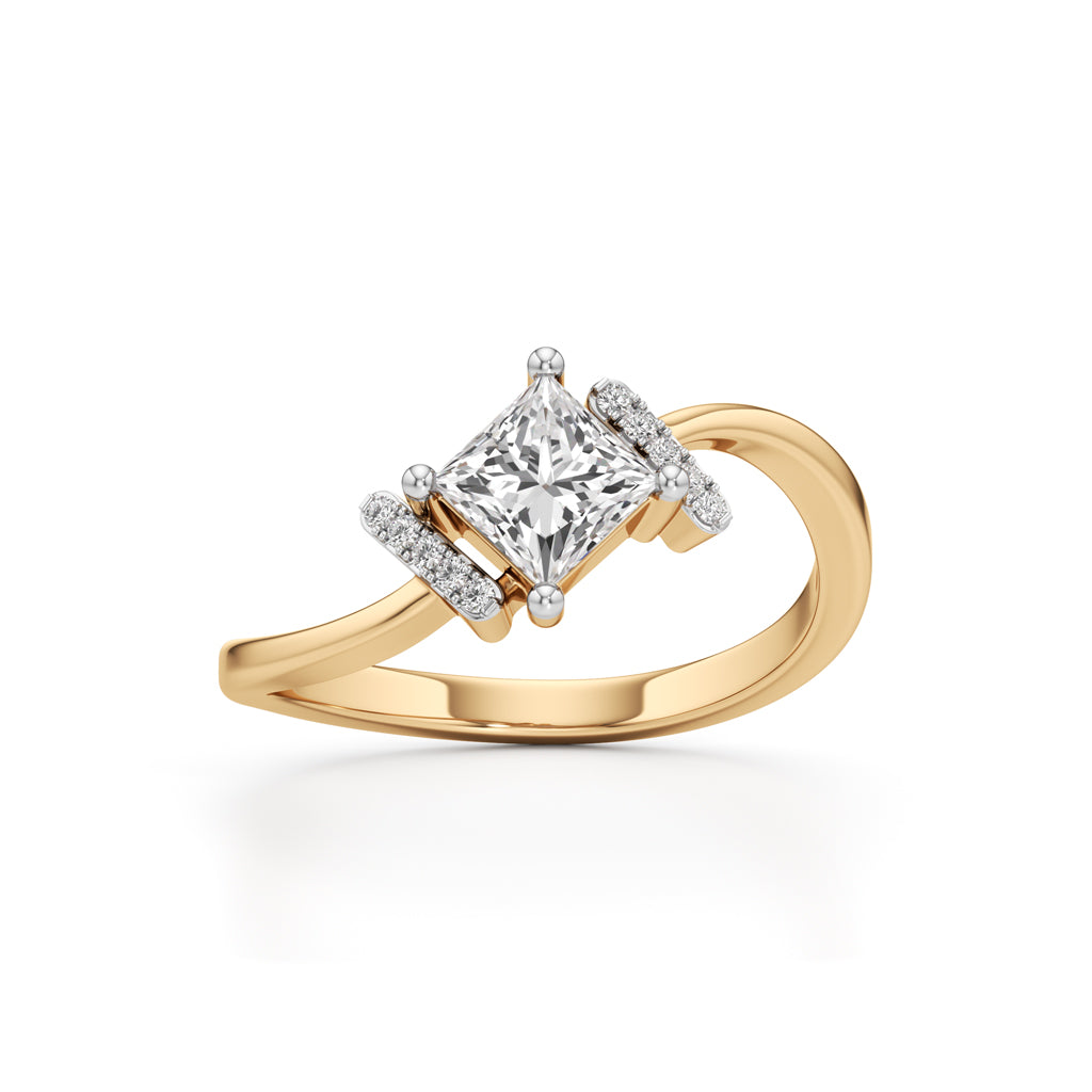 Aureliax 075Ct Curve Shank Princess Cut Classic Ring