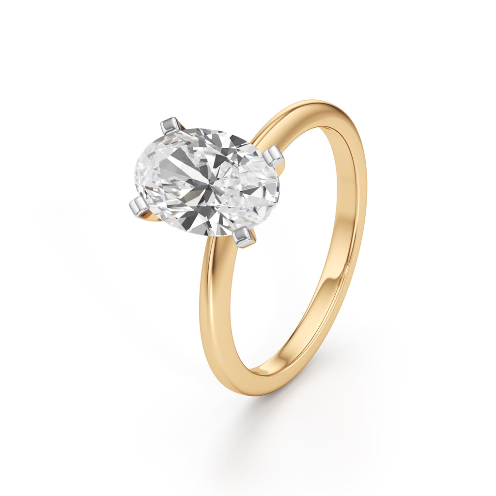 Solenderis 2Ct Oval Cut Solitaire Ring