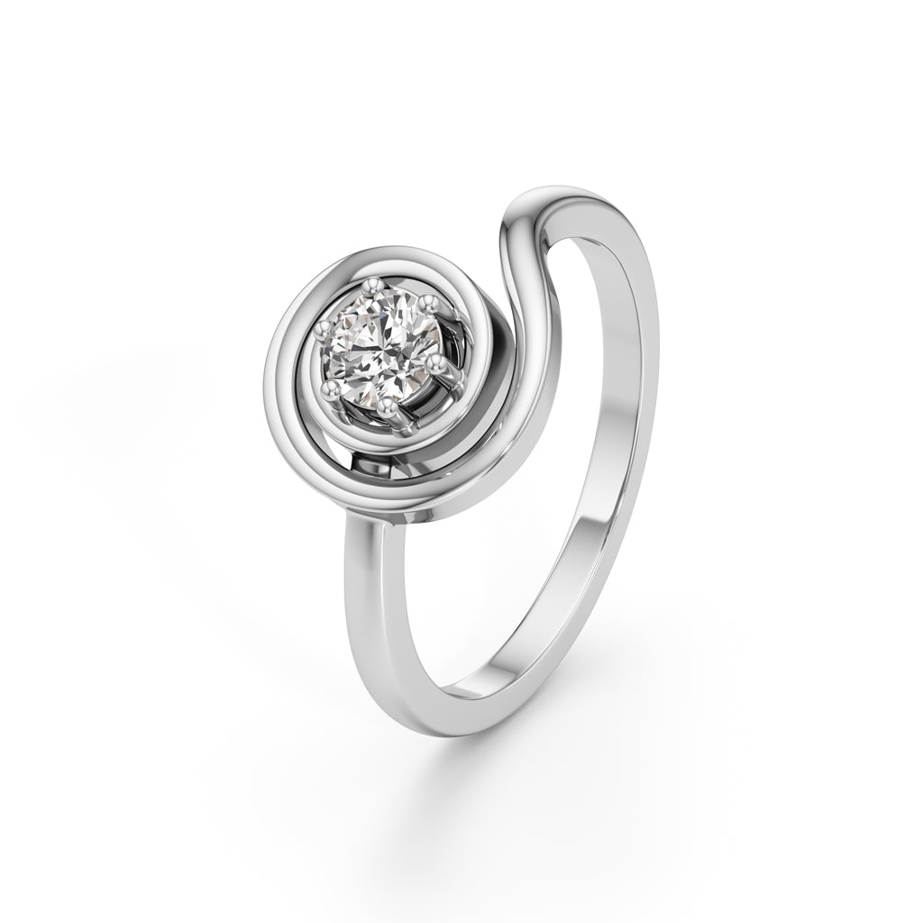 Delicor Double Twist Round Cut Delicate Ring