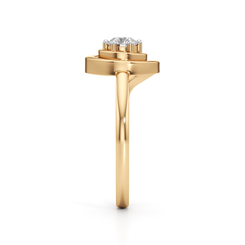 Delicor Double Twist Round Cut Delicate Ring