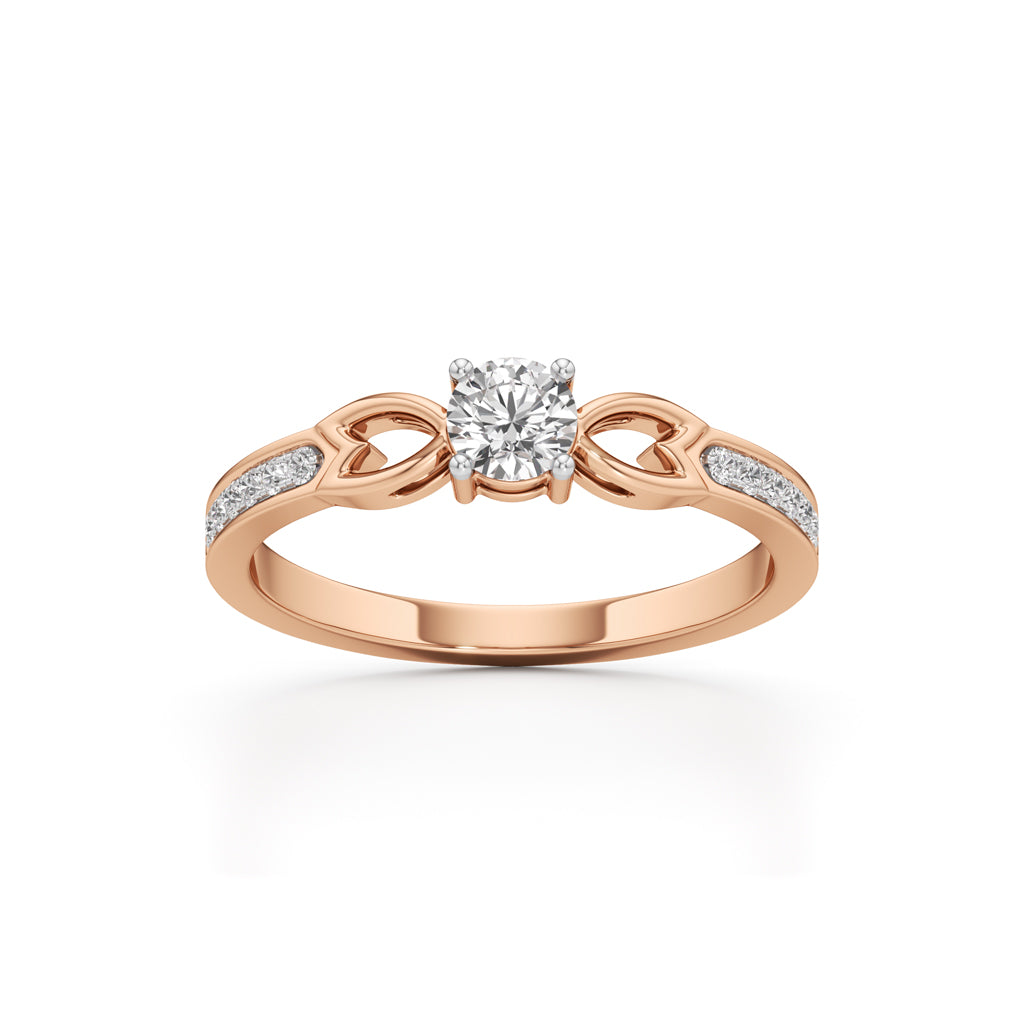 Verisona Four Prong Round Cut Side Stone Ring