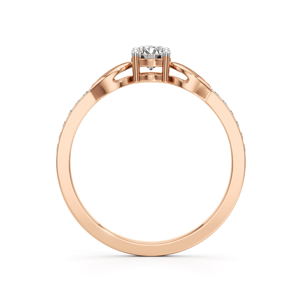 Verisona Four Prong Round Cut Side Stone Ring