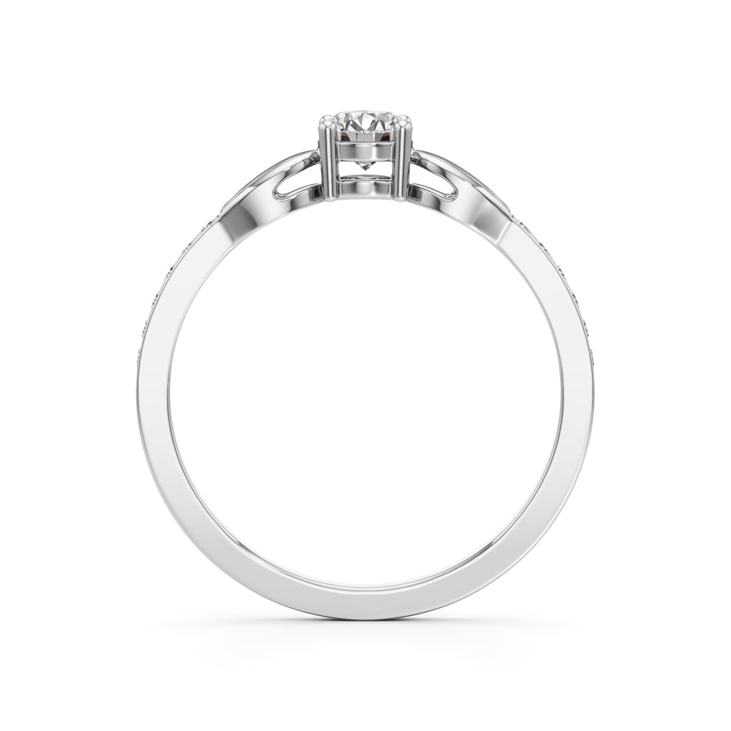 Verisona Four Prong Round Cut Side Stone Ring