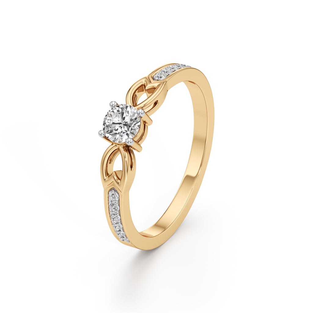 Verisona Four Prong Round Cut Side Stone Ring