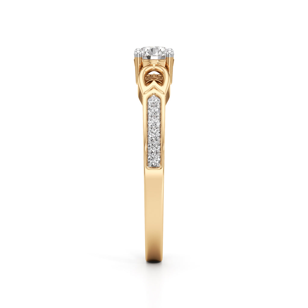 Verisona Four Prong Round Cut Side Stone Ring