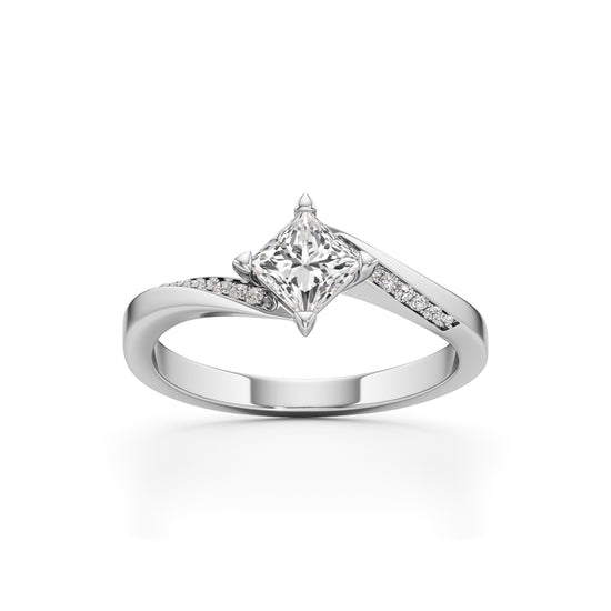 Zivania 0.5Ct Bypass Princess Cut Classic Ring