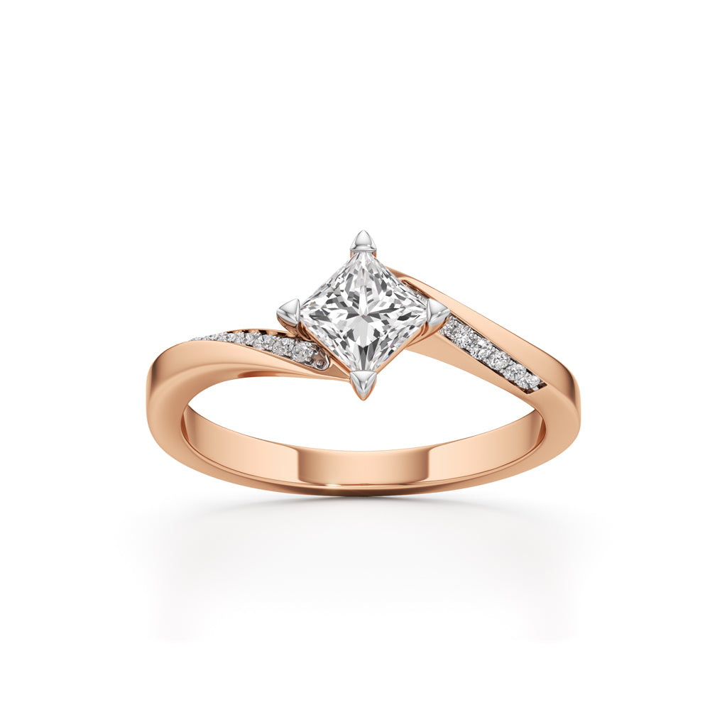 Zivania 0.5Ct Bypass Princess Cut Classic Ring