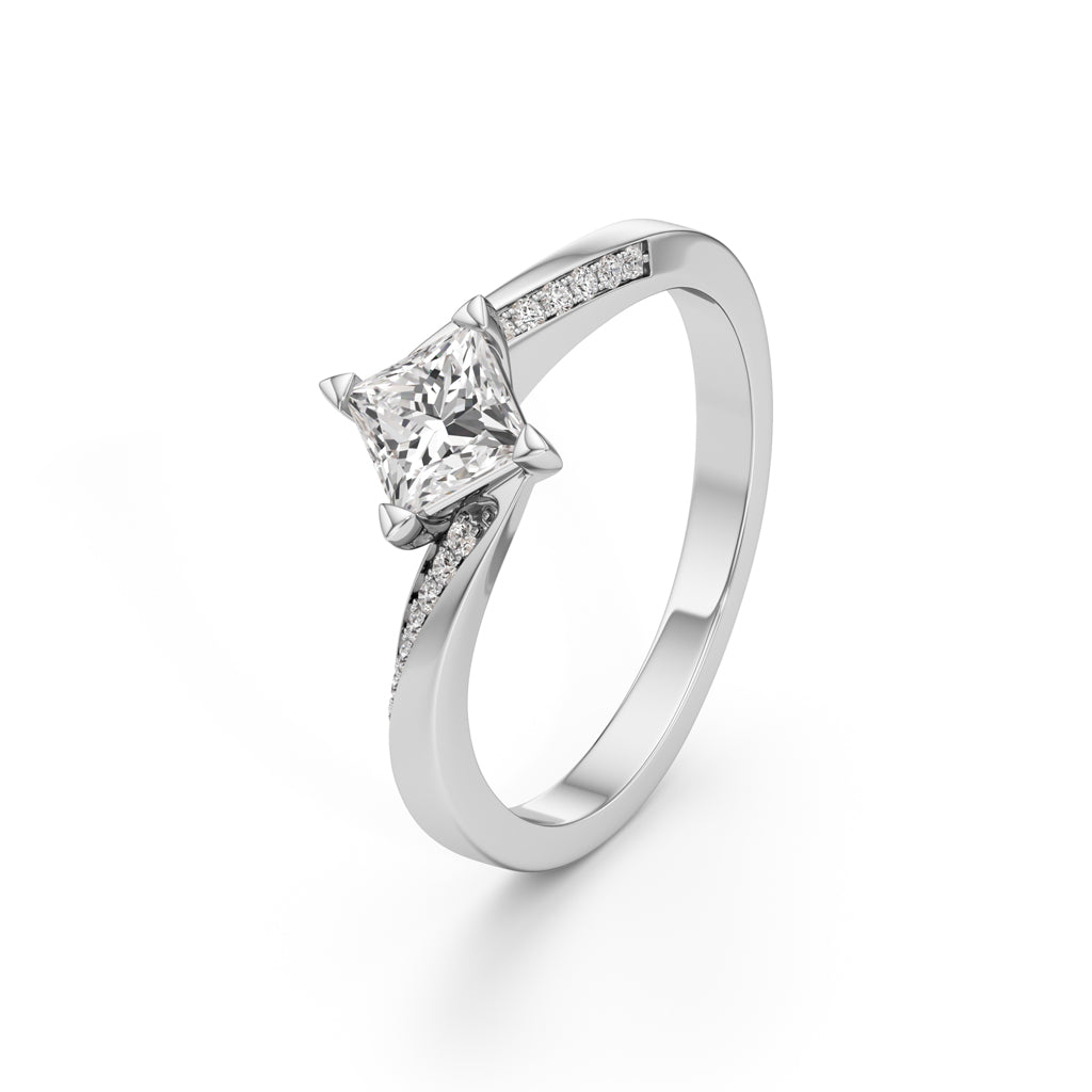 Zivania 0.5Ct Bypass Princess Cut Classic Ring