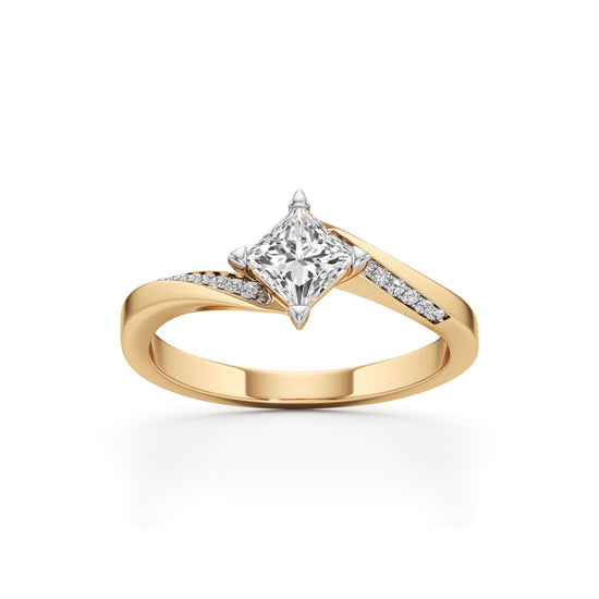 Zivania 0.5Ct Bypass Princess Cut Classic Ring