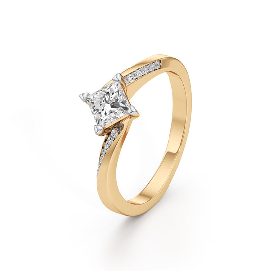 Zivania 0.5Ct Bypass Princess Cut Classic Ring