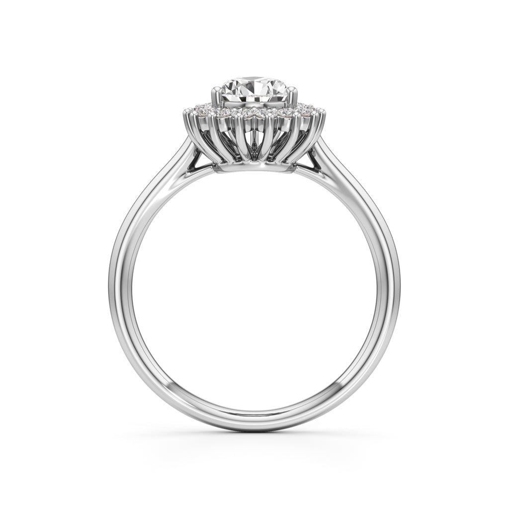 Glorielle 1.25Ct pear cut halo ring
