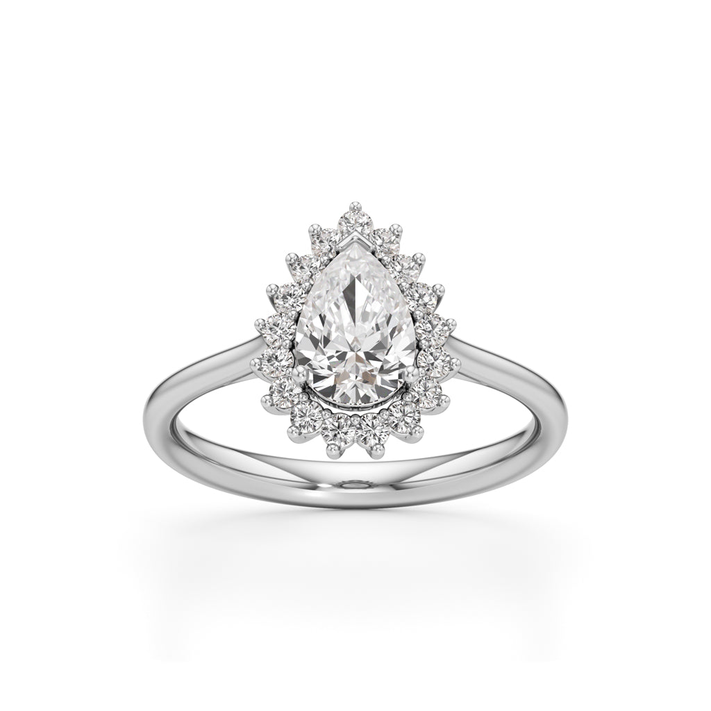 Glorielle 125Ct pear cut halo ring