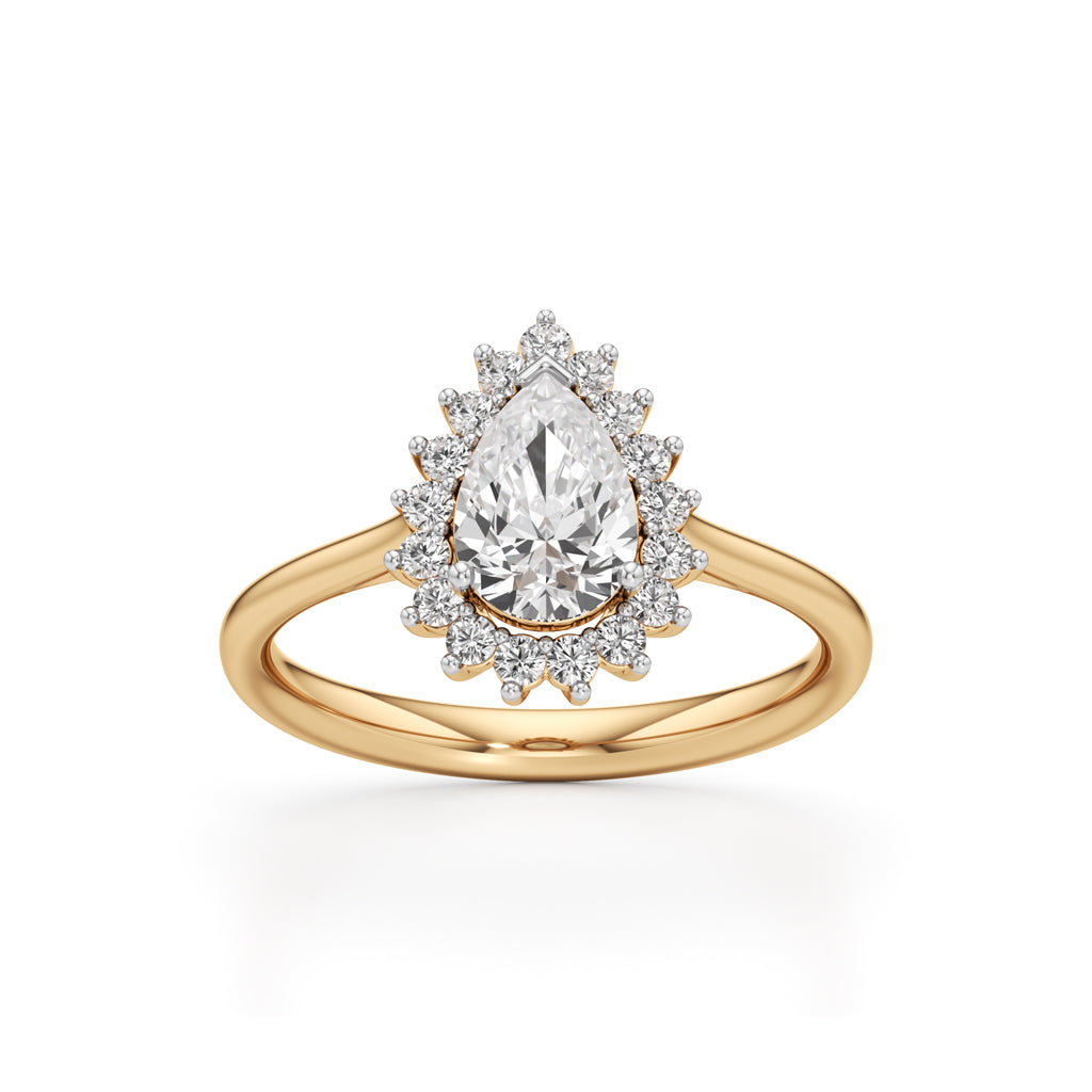 Glorielle 1.25Ct pear cut halo ring