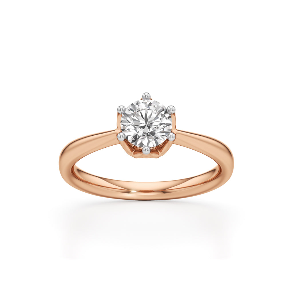 Soliantia 075Ct decorative round cut solitaire ring