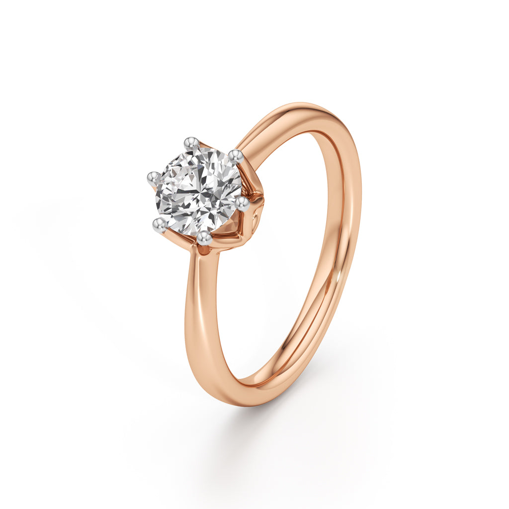 Soliantia 075Ct decorative round cut solitaire ring