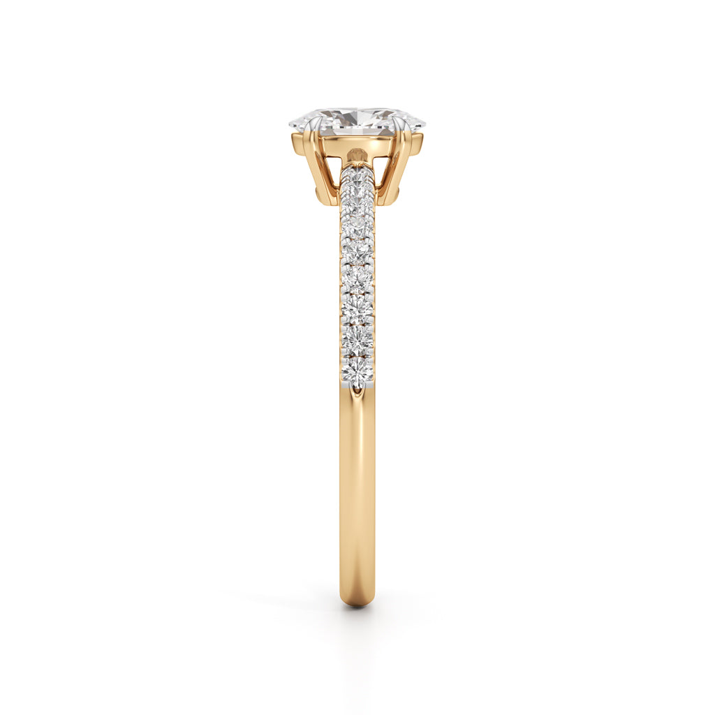 Oriside 0.50Ct Four Prong Oval Cut Side Stone Ring