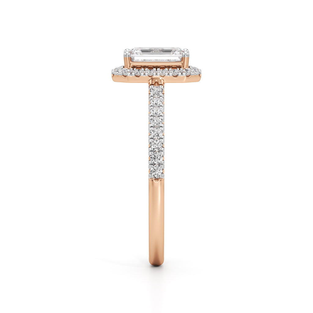 1.5Ct Elegant Round & Emerald Halo Ring