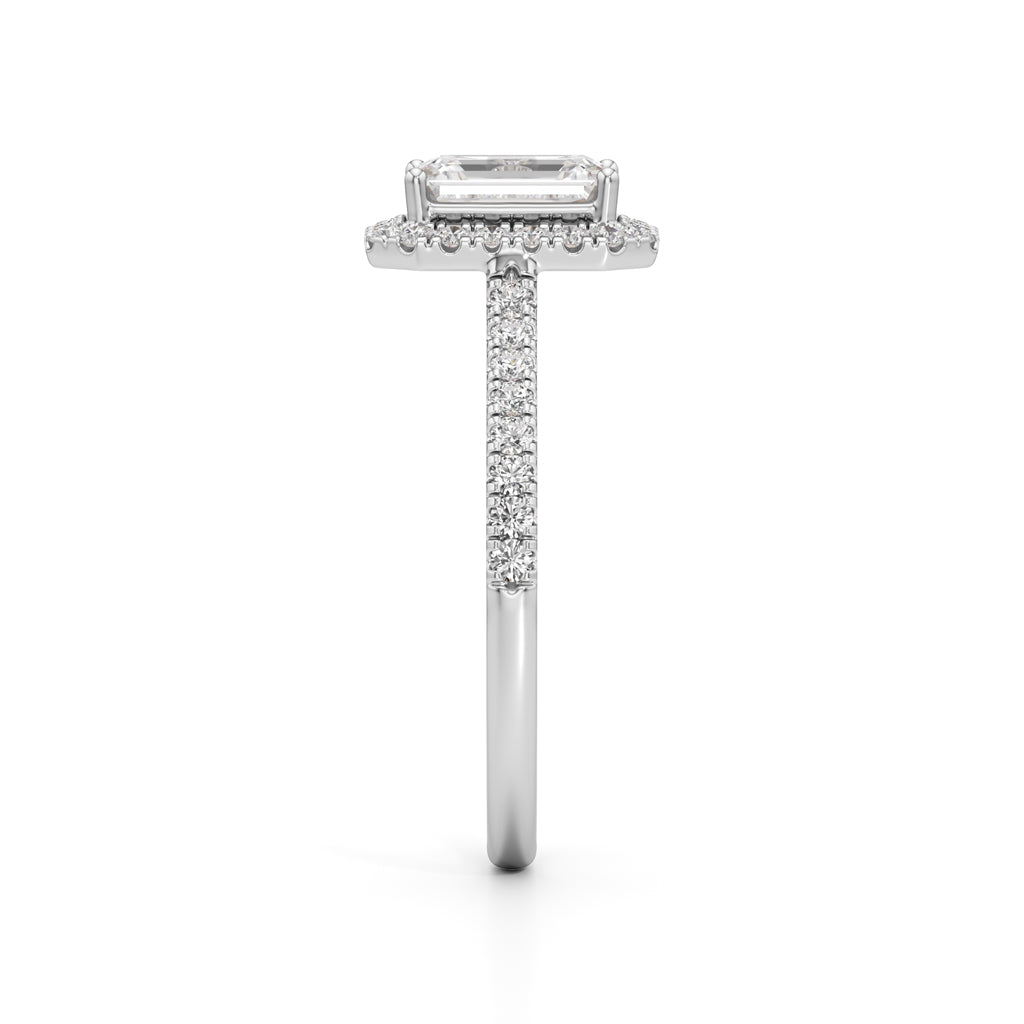 1.5Ct Elegant Round & Emerald Halo Ring