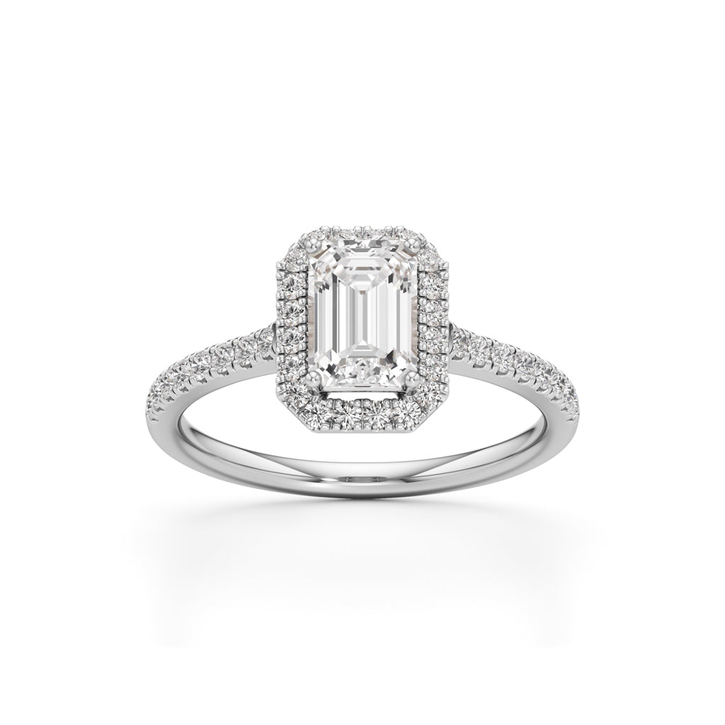 15Ct Elegant Round Emerald Halo Ring