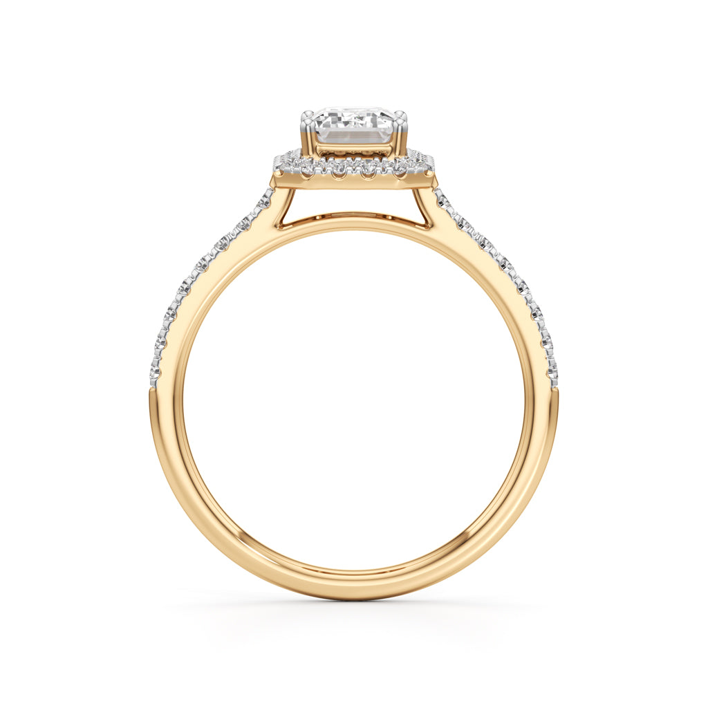 1.5Ct Elegant Round & Emerald Halo Ring