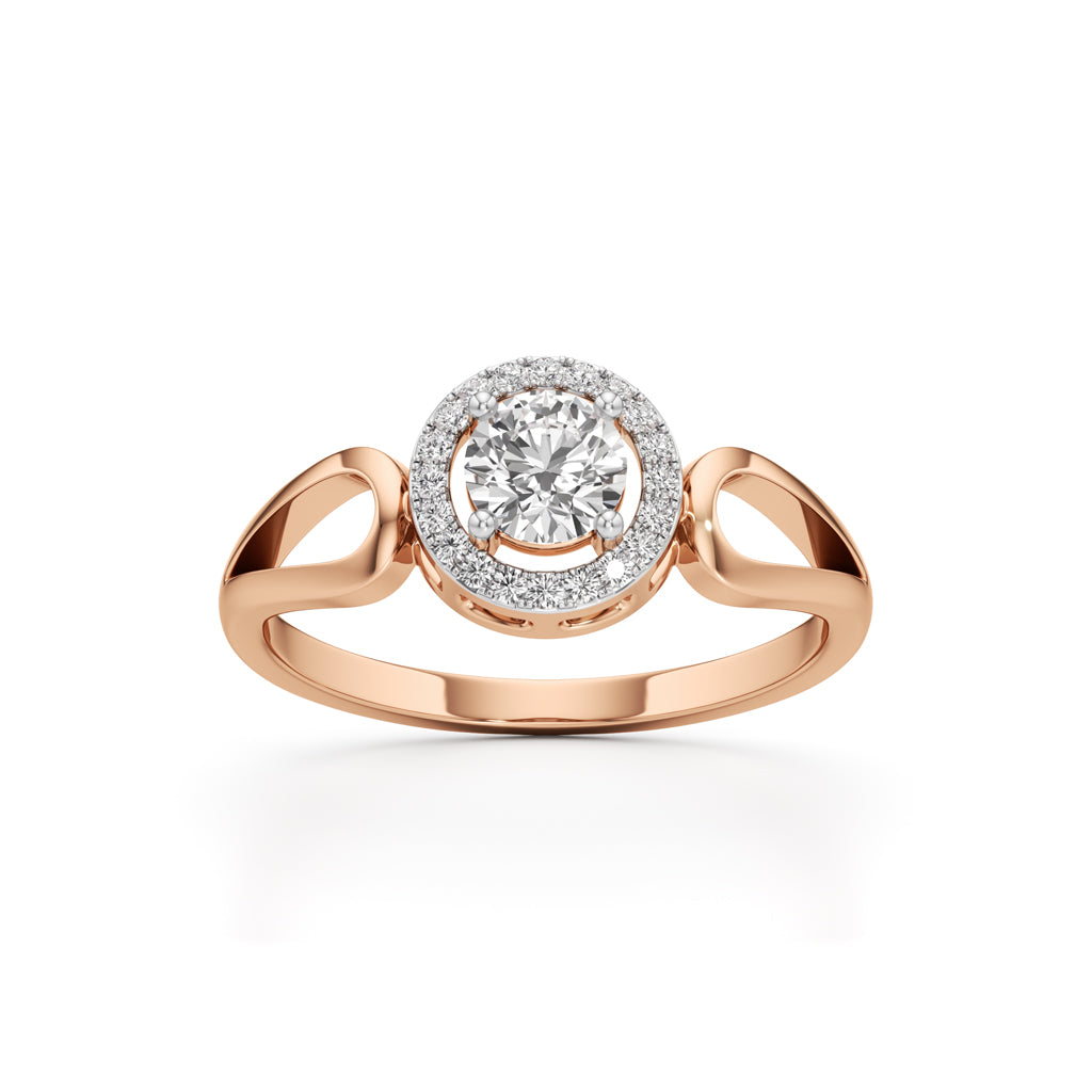 Elegant Round Halo Gold Ring