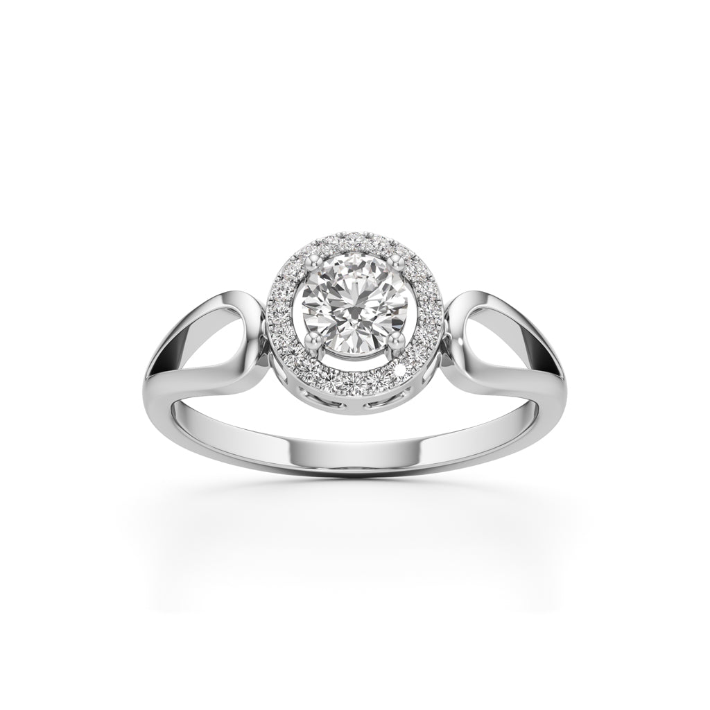 Elegant Round Halo Gold Ring