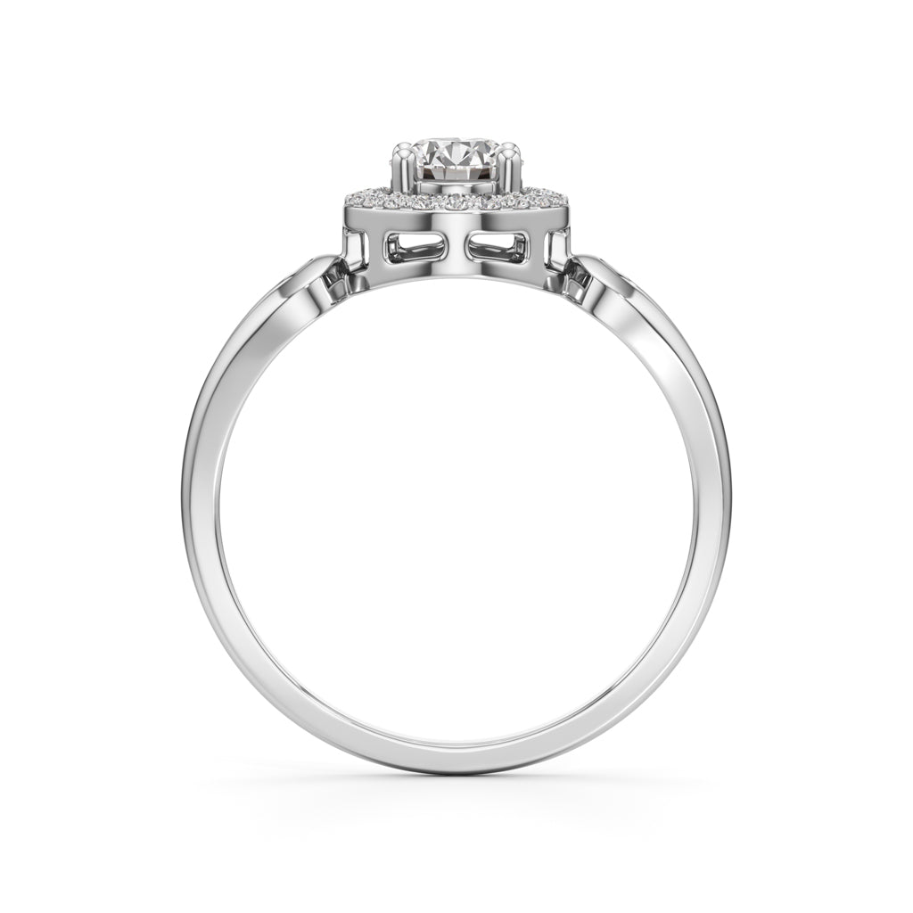 Elegant Round Halo Gold Ring
