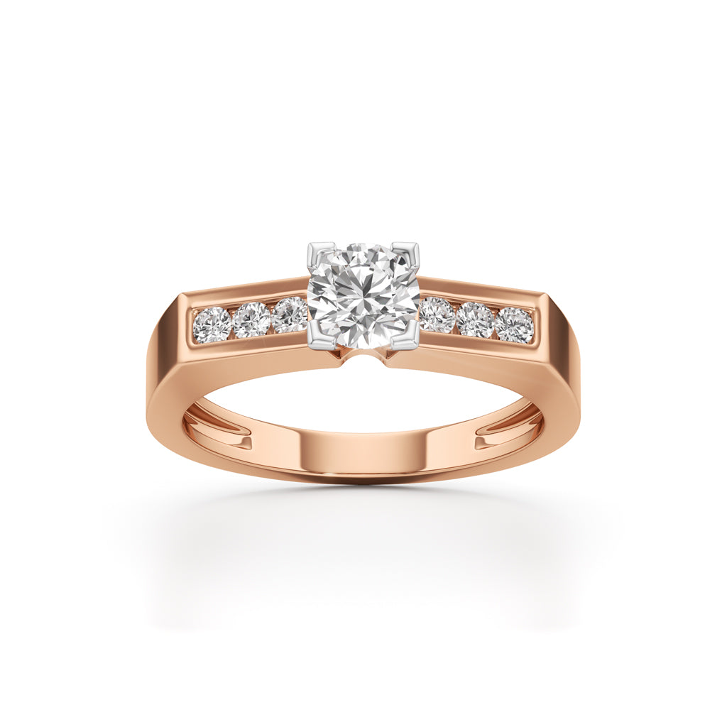 Elegant Round Side Stone Diamond Ring