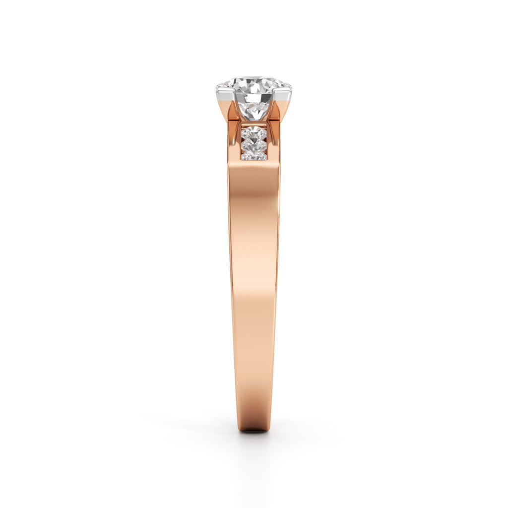 Elegant Round Side Stone Diamond Ring
