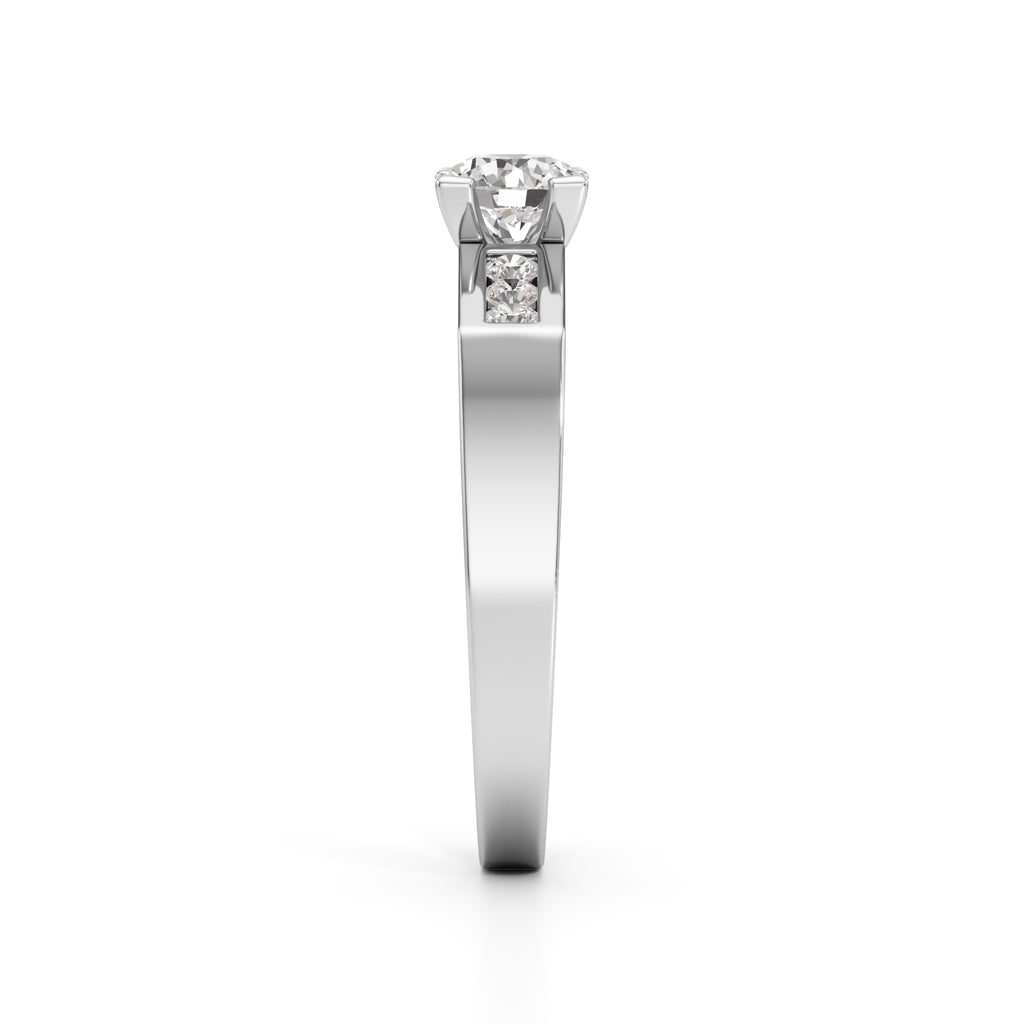 Elegant Round Side Stone Diamond Ring