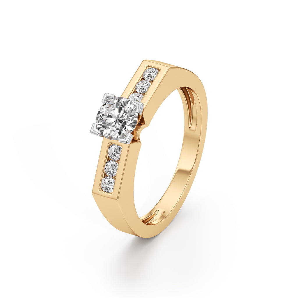 Elegant Round Side Stone Diamond Ring