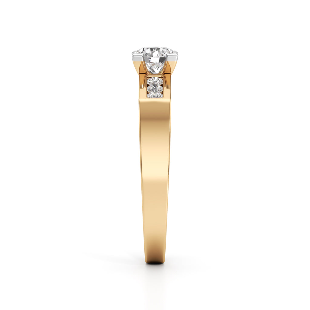 Elegant Round Side Stone Diamond Ring