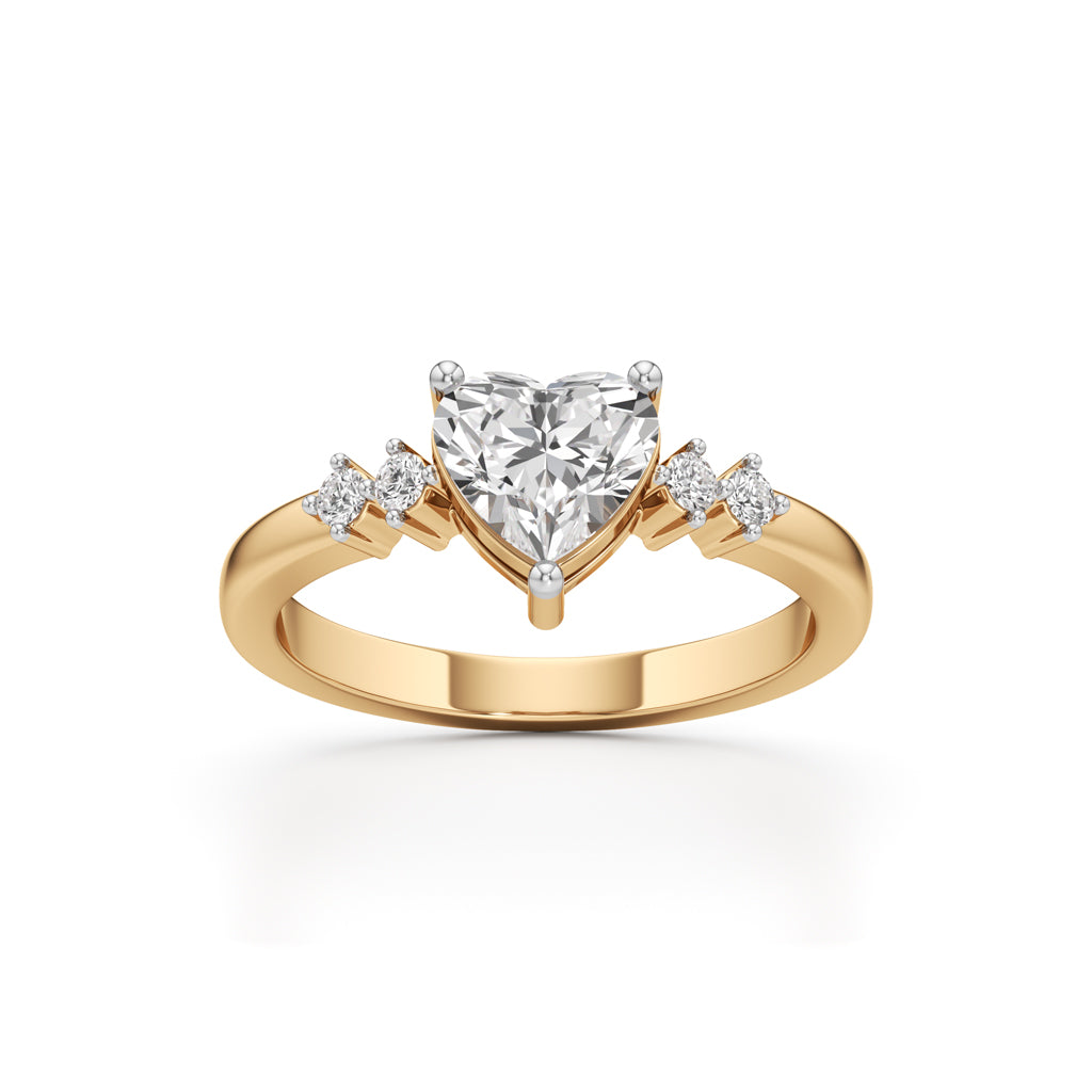 125Ct Heart Side Stone Diamond Ring