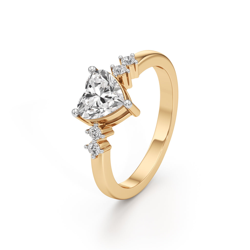 125Ct Heart Side Stone Diamond Ring