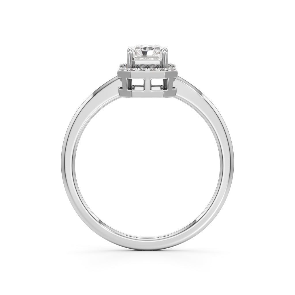 Aurora Halo EmeraldCut Engagement Ring