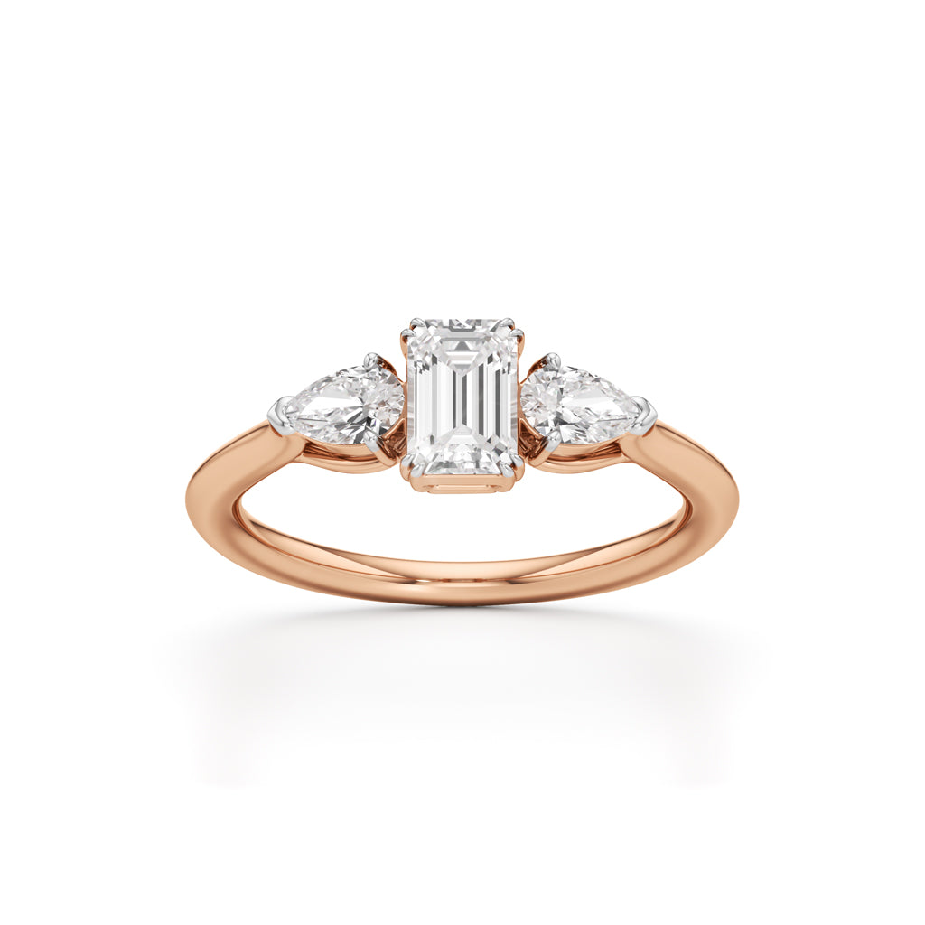 Celestia Emerald Pear Trio Ring