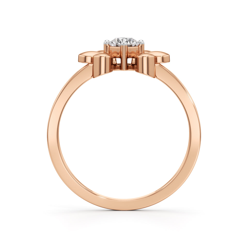 Golden Blossom Solitaire Ring