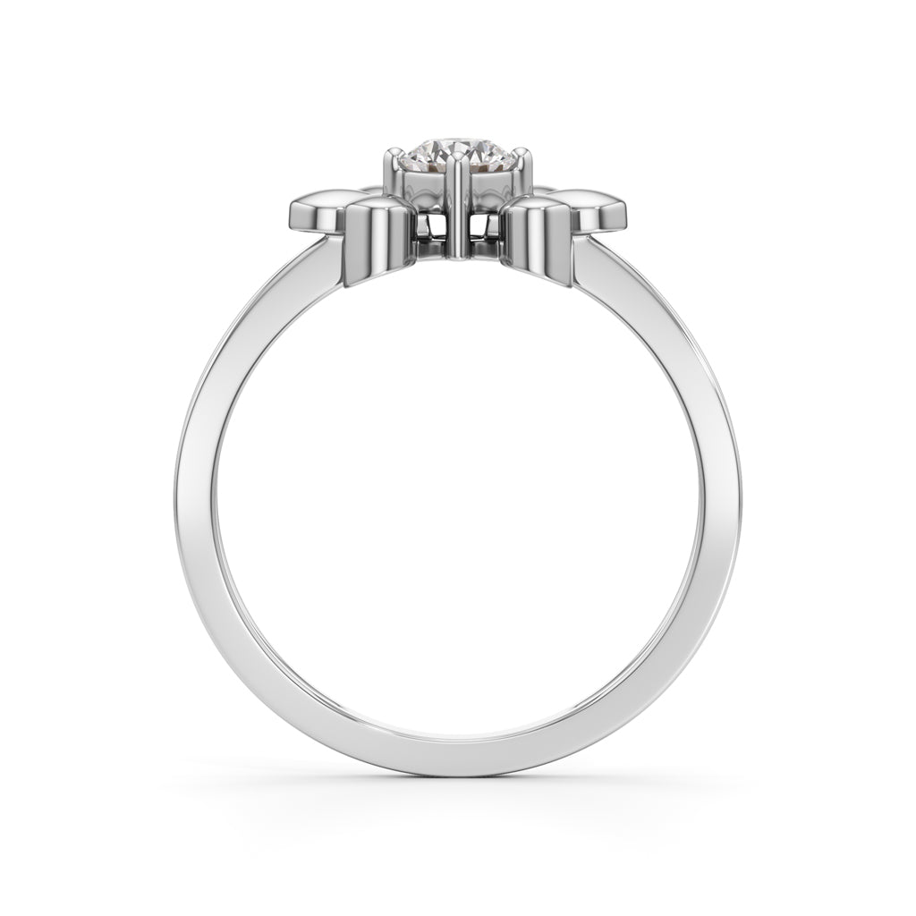 Golden Blossom Solitaire Ring