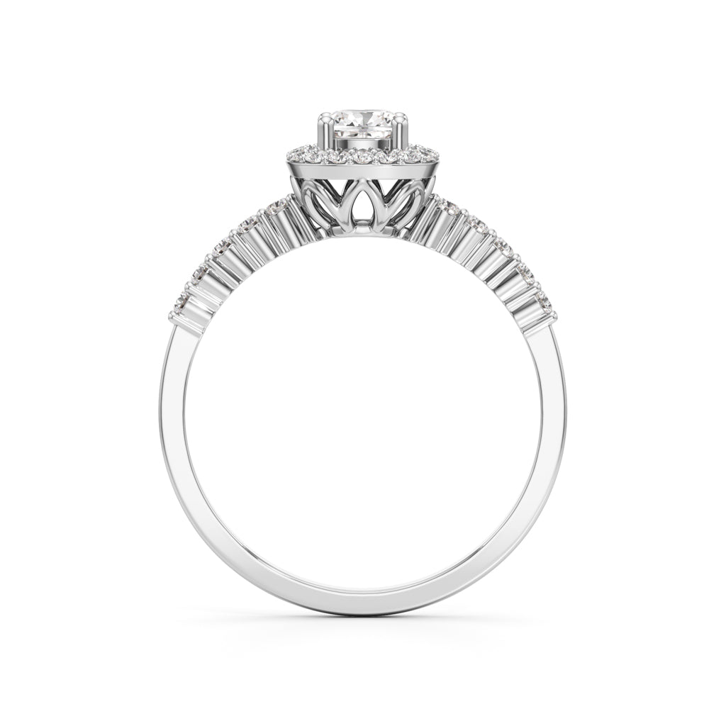 05Ct Square Cushion Shape Office Wear Side Stone