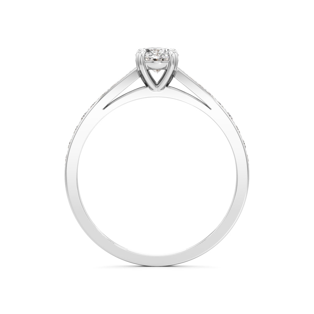 05Ct Oval Shape Office Wear Side Stone