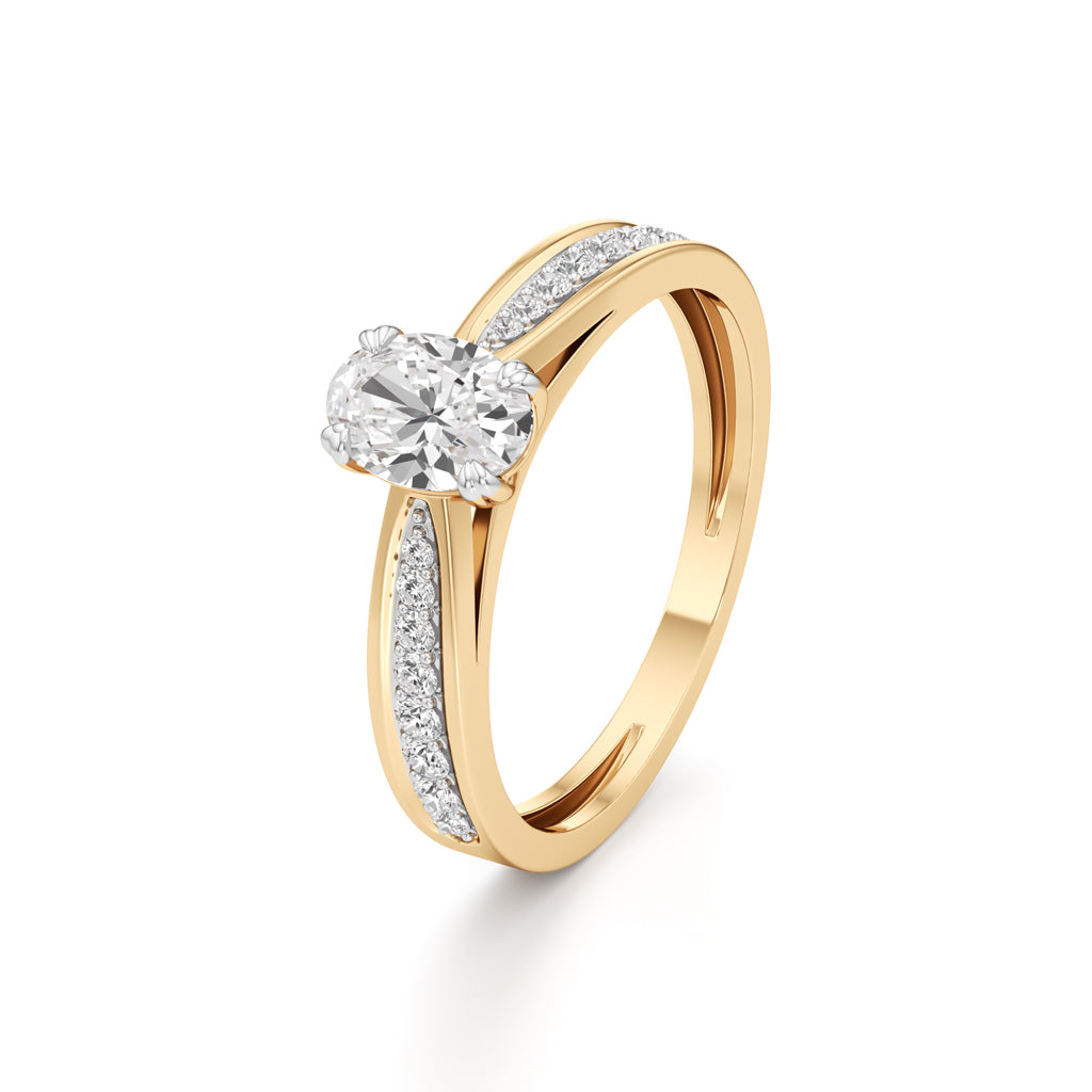 05Ct Oval Shape Office Wear Side Stone