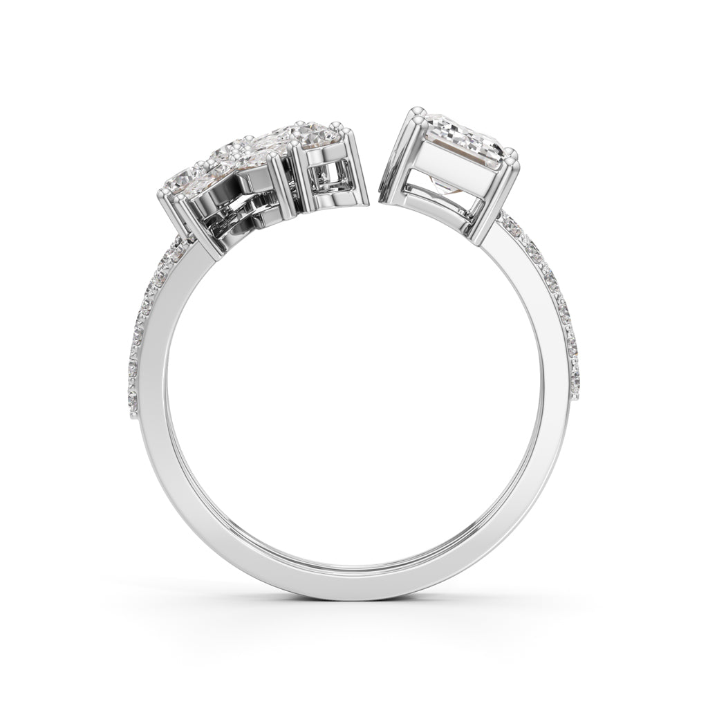 Regal Bloom Emerald Diamond Statement Ring