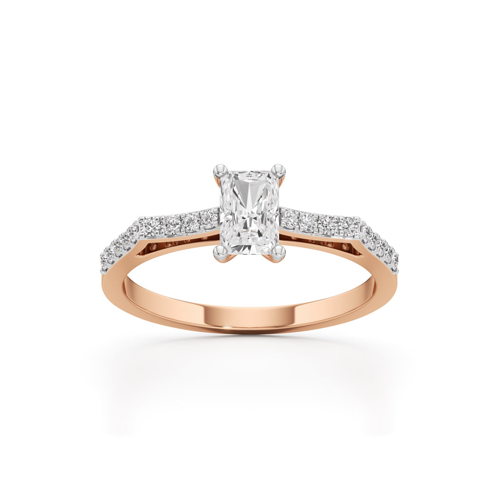Radiant Cut Solitaire Pave Ring