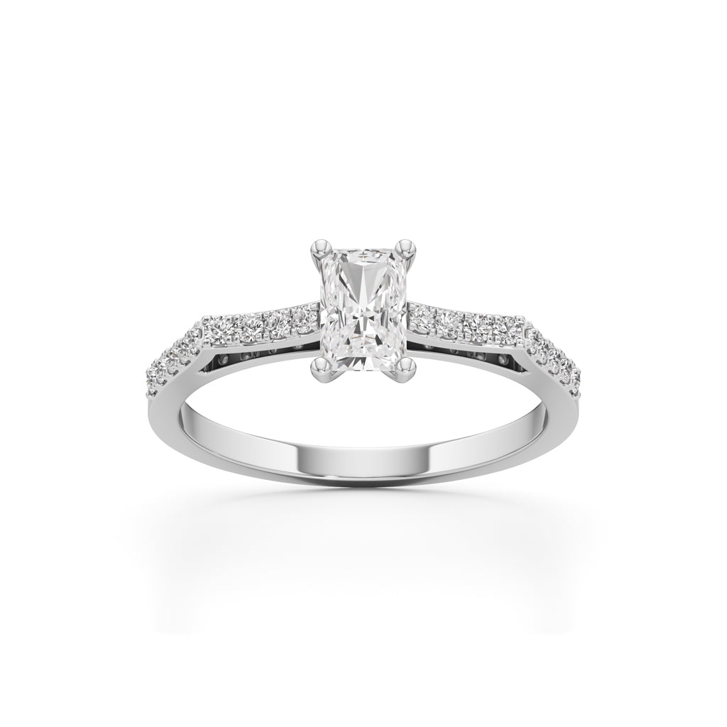 Radiant Cut Solitaire Pave Ring