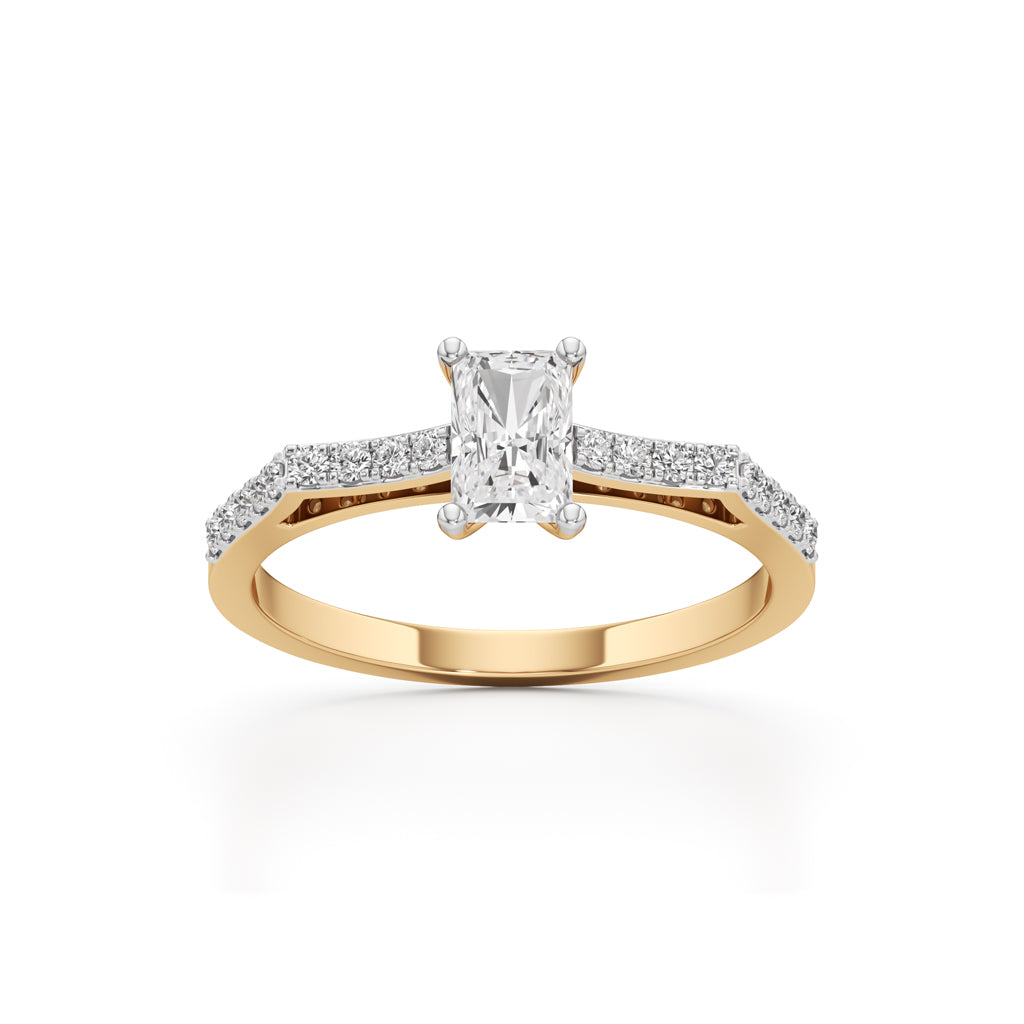 Radiant Cut Solitaire Pave Ring