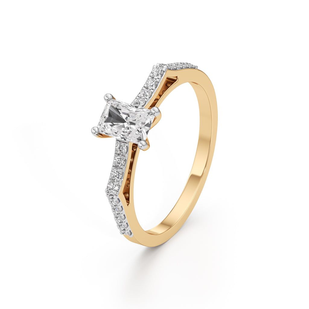 Radiant Cut Solitaire Pave Ring